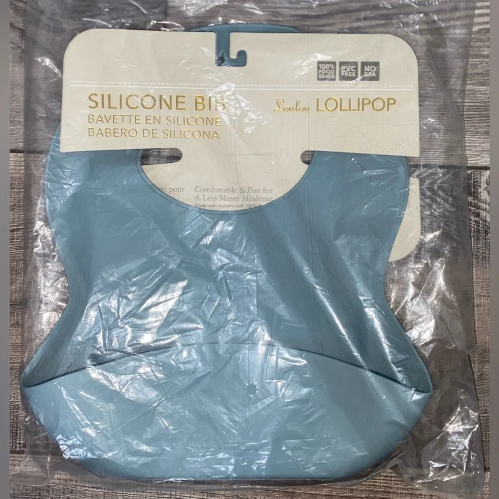 NWT LouLou Lolipop Slate Blue Boy’s Silicone Bib